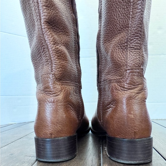 Tory Burch Women's Size 7.5 M Tall Leather Riding Boots Brown Gold Logo - Picture 6 of 16